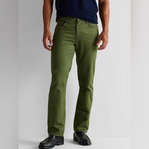 Quince Comfort Stretch Traveler 5-Pocket Pant Straight Leg Chive Green Sz 44x28